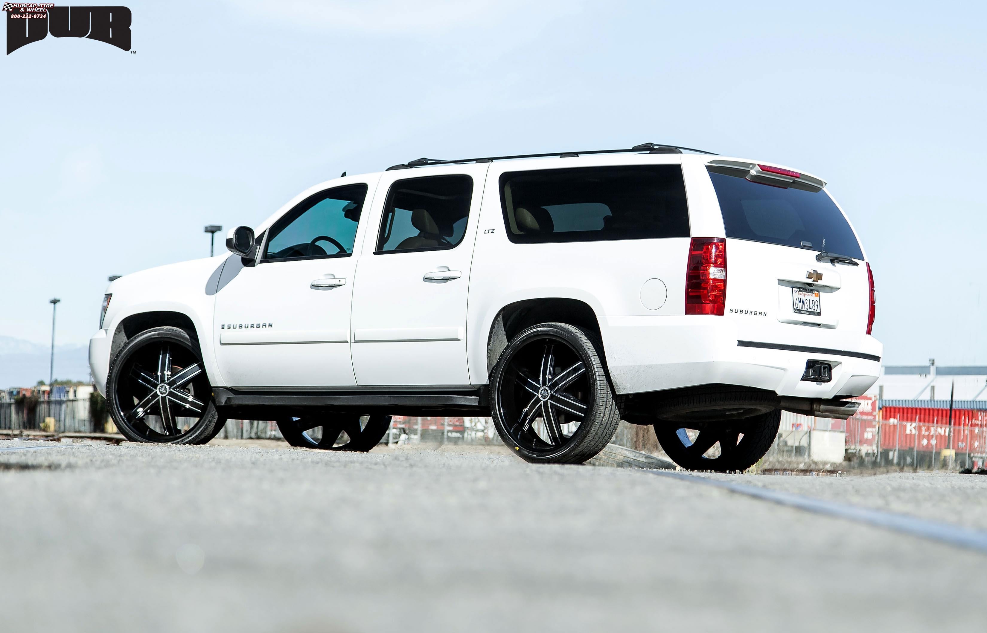 vehicle gallery/chevrolet suburban dub tremlo s135 26X9.5  Black w/ Chrome Inserts wheels and rims